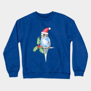 Blue spotted budgerigar Christmas style Crewneck Sweatshirt